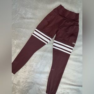 Bombshell Sportswear Burgundy and White Leggings